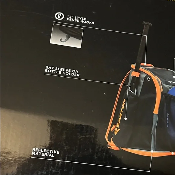 NWT Easton SA400 Black Bagpack with Orange Trim